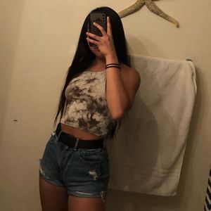 cropped green tie dye halter top